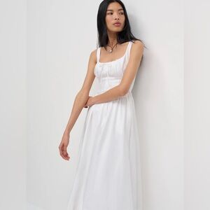 NEW Reformation Balia Linen Sleeveless Midi Dress in White | US 4 UK 8